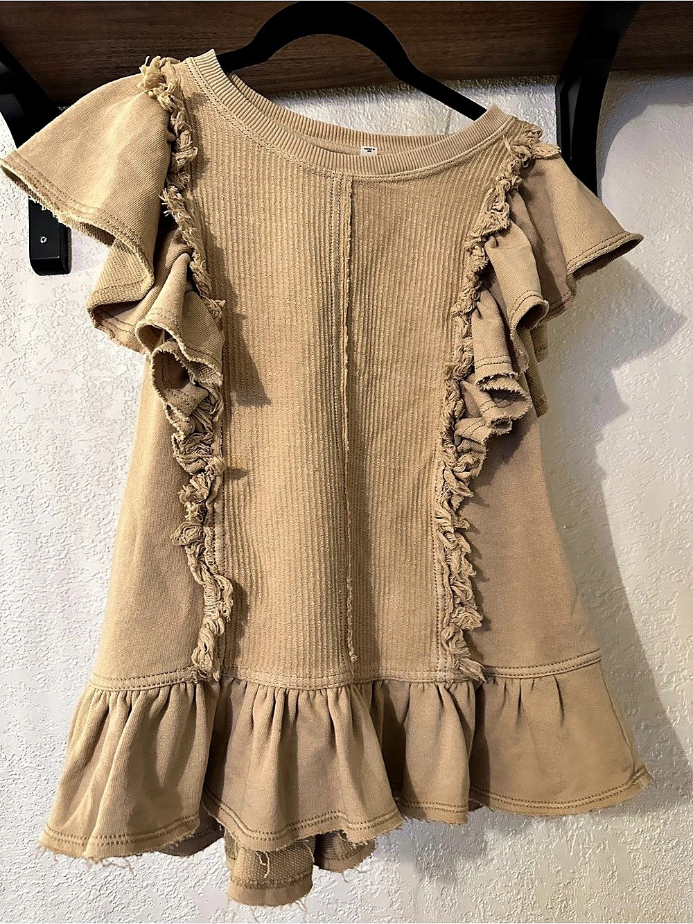 Pilcro Ruffle Mini Dress in Brown XS Like New
